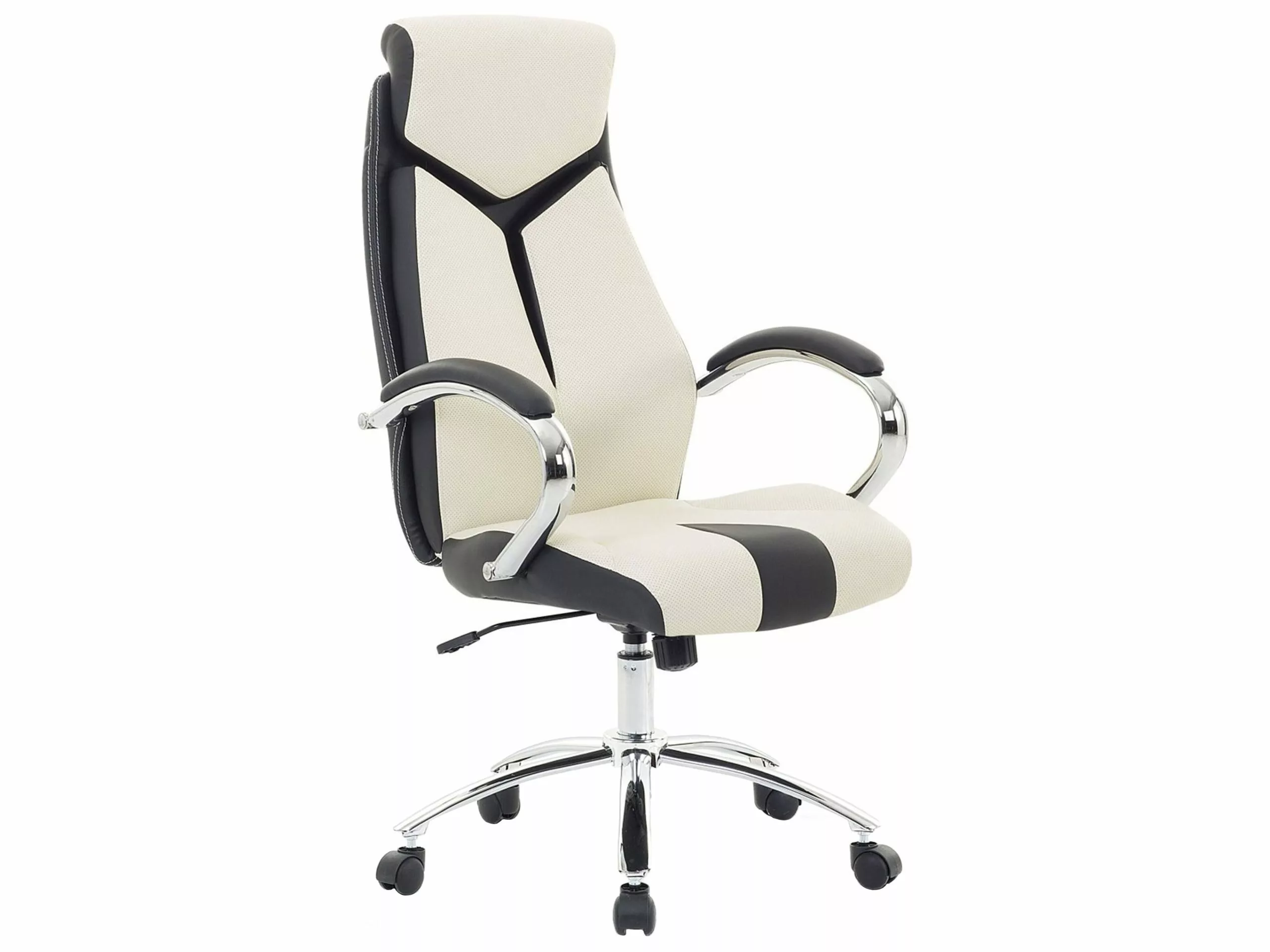 Beliani Silla De Oficina Reclinable De Poliéster Beige Claro/negro/plateado FORMULA 1