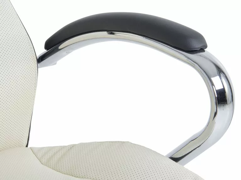 Beliani Silla De Oficina Reclinable De Poliéster Beige Claro/negro/plateado FORMULA 1 - Imagen 7