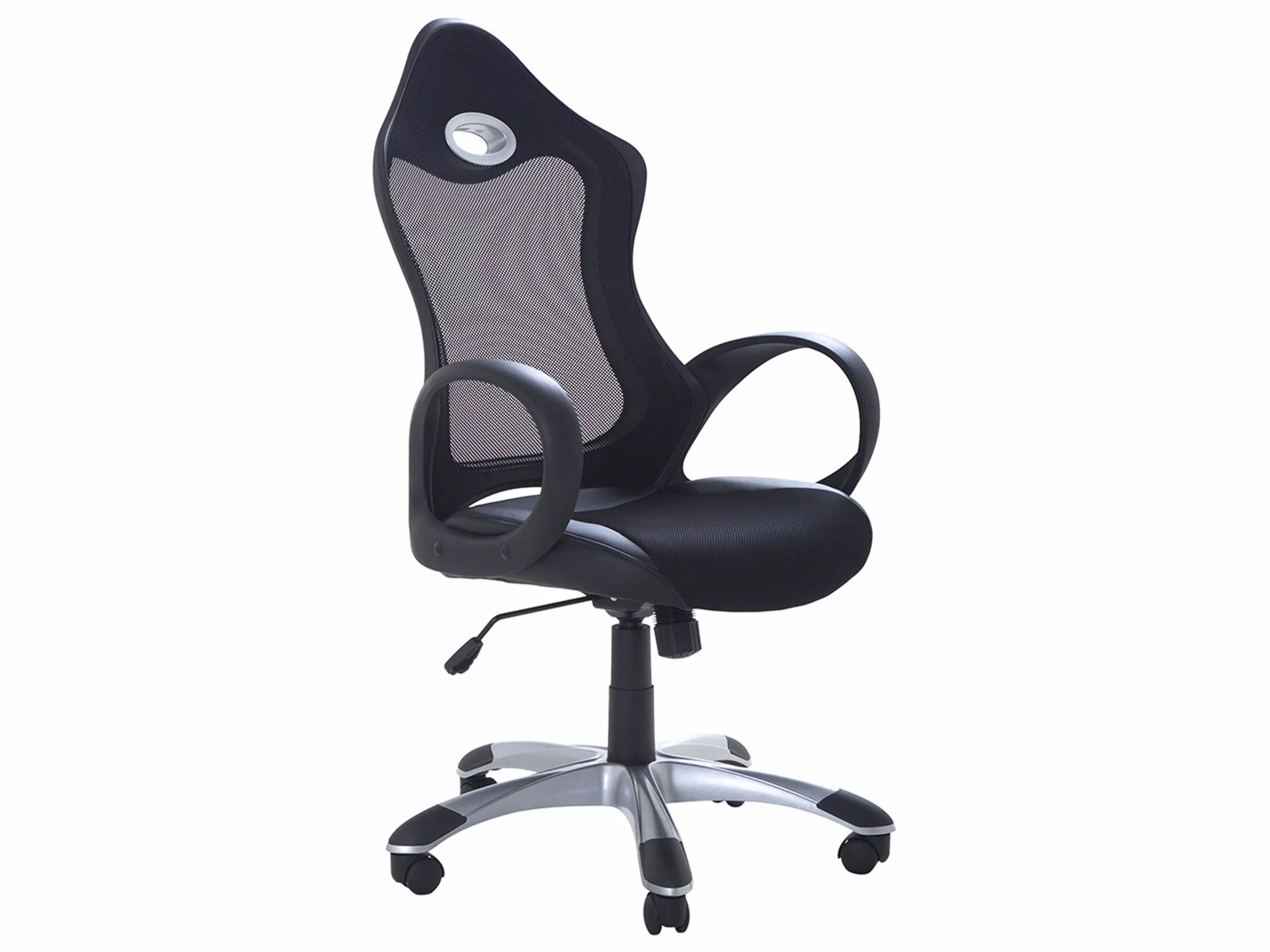 Beliani Silla De Oficina Reclinable De Poliéster Negro/plateado ICHAIR 3 Beliani Silla De Oficina Reclinable De Poliéster Negro/plateado ICHAIR
