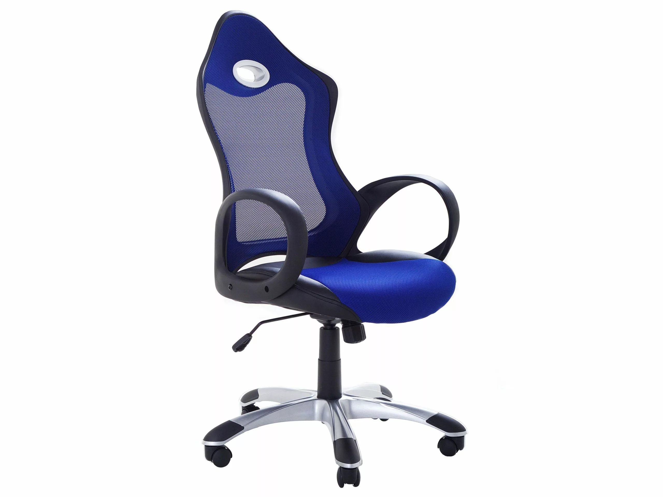 Beliani Silla De Oficina Reclinable De Poliéster Azul Marino/negro/plateado ICHAIR