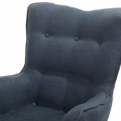 Beliani Sillón Tapizado Con Reposapiés Azul Marino VEJLE -Sillas Ventas undef src sa picid 254090 type whitesh image scaled