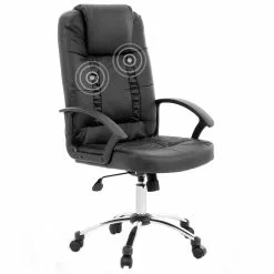 Beliani Sillón De Masaje De Piel Sintética Negro/plateado RELAX