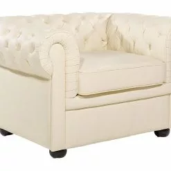 Beliani Sillón En Piel Color Crema CHESTERFIELD