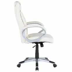 Beliani Silla De Oficina Reclinable De Piel Sintética Blanco Crema/plateado TRIUMPH -Sillas Ventas undef src sa picid 673136 type whitesh image scaled