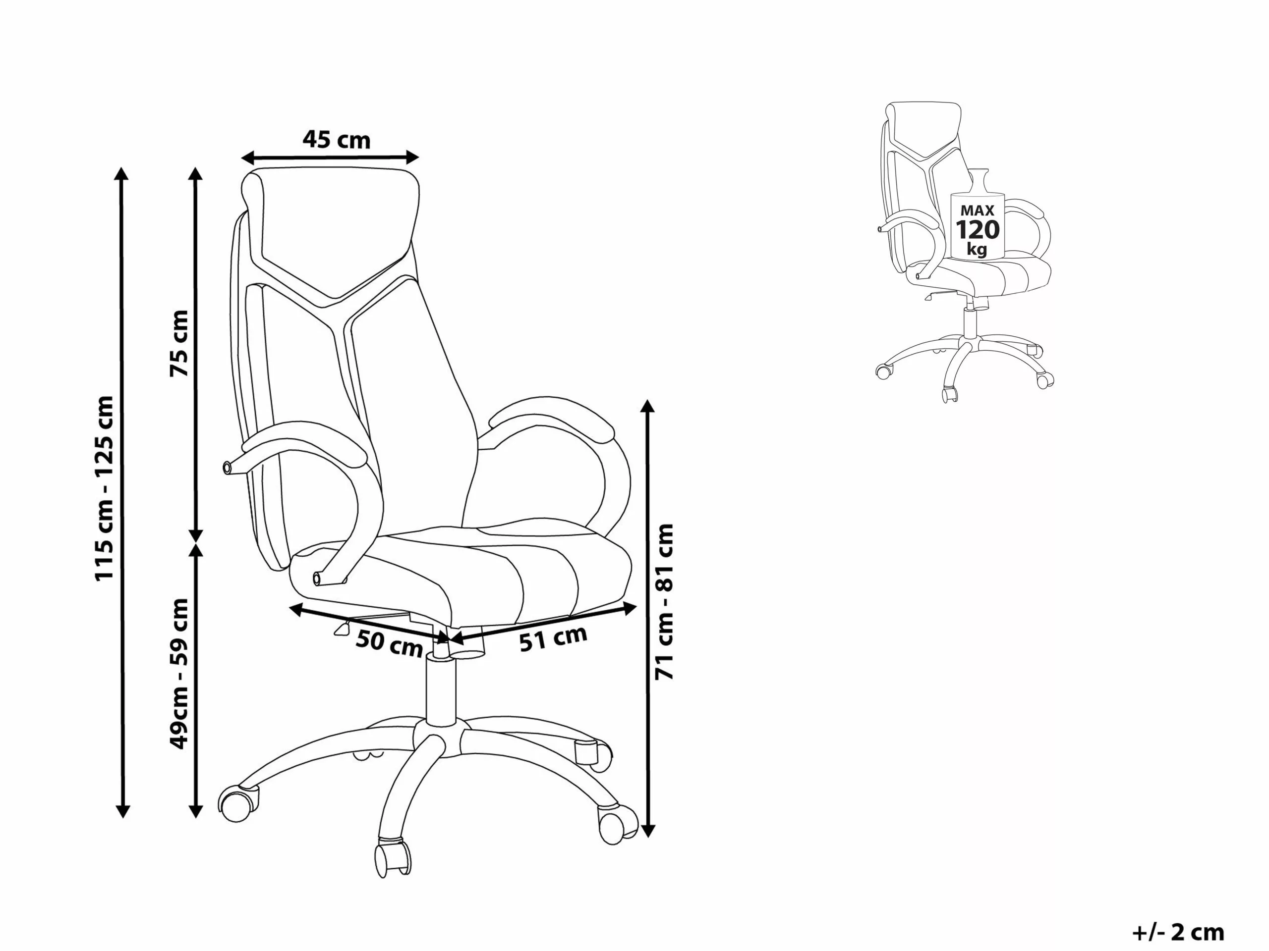 Beliani Silla De Oficina Reclinable De Poliéster Beige Claro/negro/plateado FORMULA 1 - Imagen 10