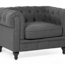 Beliani Sillón Tapizado Color Gris CHESTERFIELD