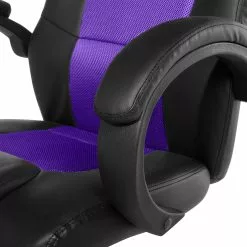 Beliani Silla De Oficina Reclinable De Piel Sintética Negro/violeta FIGHTER -Sillas Ventas undef src sa picid 677330 type whitesh image scaled