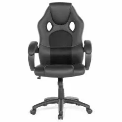 Beliani Silla De Oficina Reclinable De Piel Sintética Negro/gris Oscuro FIGHTER -Sillas Ventas undef src sa picid 677410 type whitesh image scaled