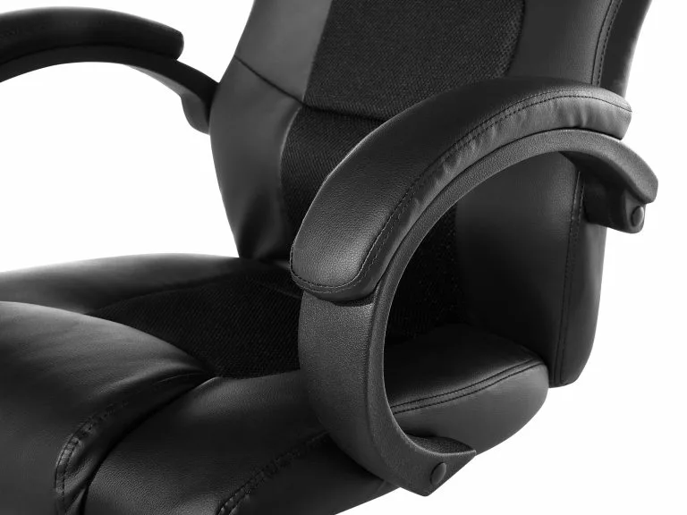 Beliani Silla De Oficina Reclinable De Piel Sintética Negro/gris Oscuro FIGHTER - Imagen 9