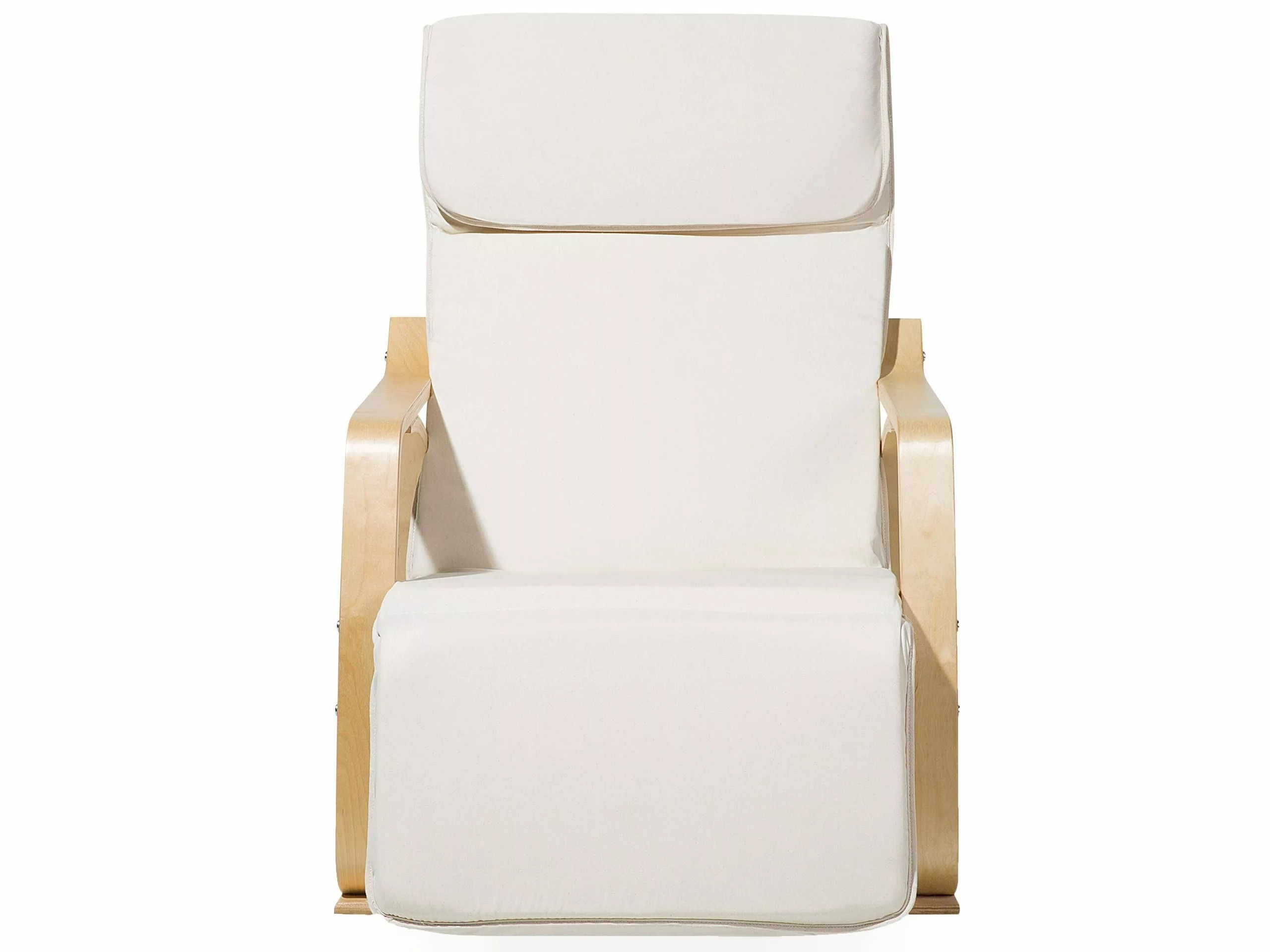 Beliani Silla Mecedora De Poliéster Beige Crema/madera Clara WESTON - Imagen 3