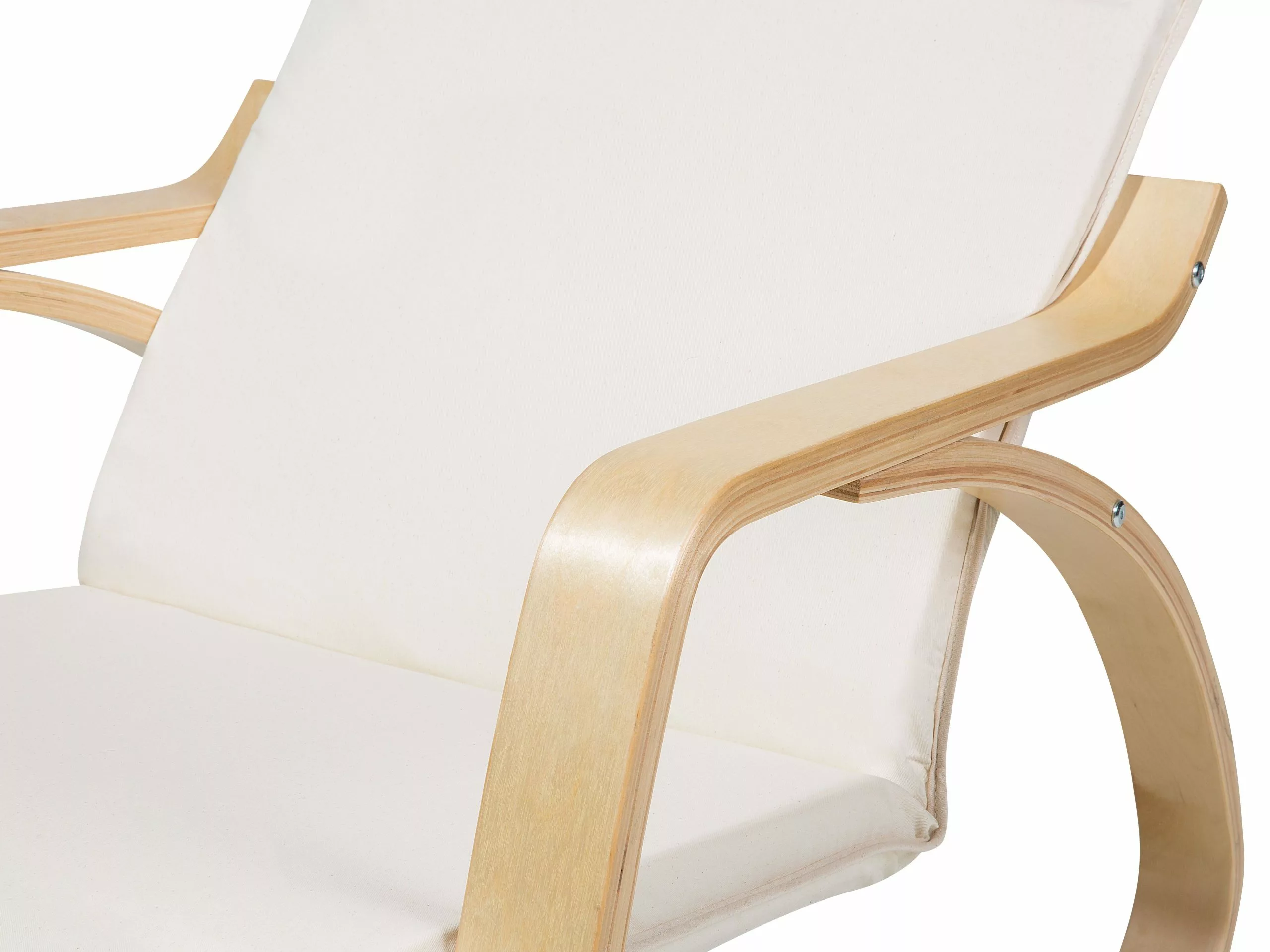 Beliani Silla Mecedora De Poliéster Beige Crema/madera Clara WESTON - Imagen 9