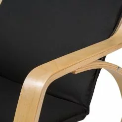 Beliani Silla Mecedora De Poliéster Negro/madera Clara WESTON -Sillas Ventas undef src sa picid 679258 type whitesh image scaled