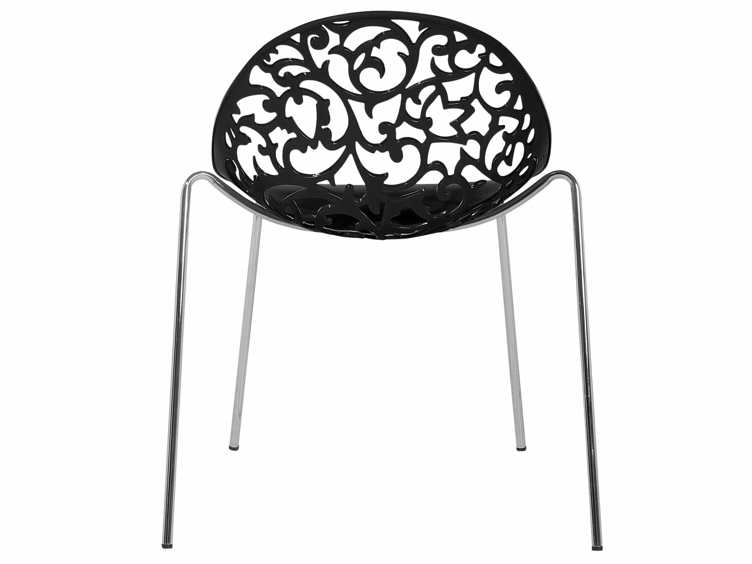 Beliani Conjunto De 4 Sillas De Comedor Negro/plateado MUMFORD - Imagen 6