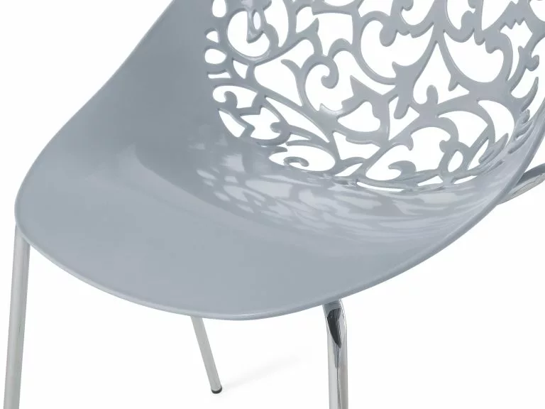 Beliani Conjunto De 4 Sillas De Comedor Gris Claro/plateado MUMFORD - Imagen 7