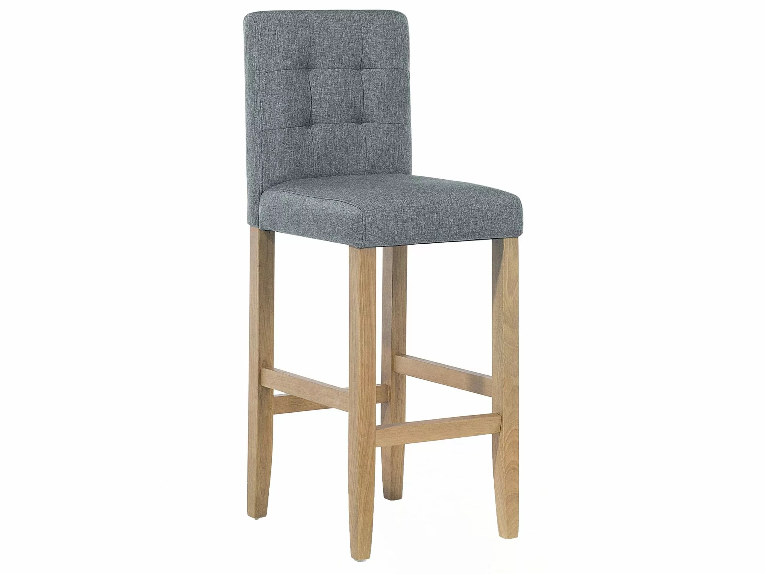 Beliani Silla De Bar De Poliéster Gris/madera Clara MADISON 3 Beliani Silla De Bar De Poliéster Gris/madera Clara MADISON