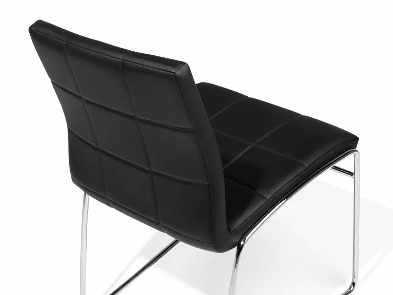 Beliani Conjunto De 2 Sillas De Comedor De Piel Sintética Negro/plateado KIRON - Imagen 9