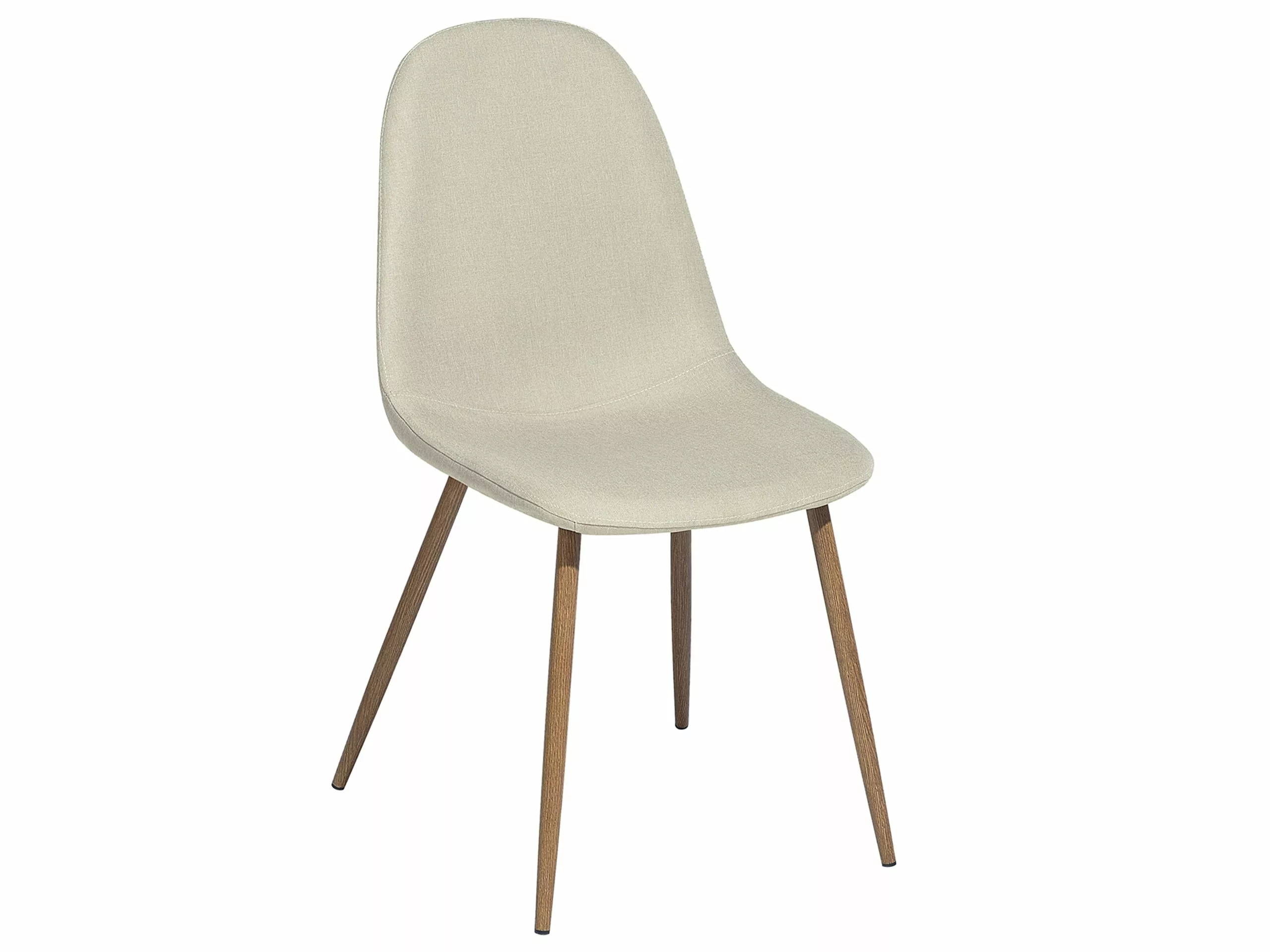 Beliani Conjunto De 2 Sillas De Comedor De Poliéster Beige Claro/madera Clara BRUCE - Imagen 3