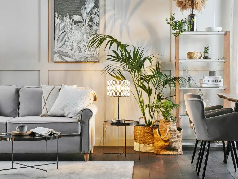 Beliani Silla De Comedor De Terciopelo Gris/negro SANILAC - Imagen 6