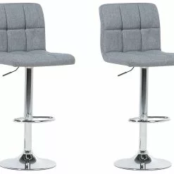 Beliani Conjunto De 2 Taburetes De Bar Altura Ajustable Gris MARION