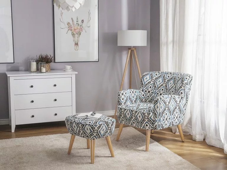 Beliani Sillón En Tejido Multicolor Con Reposapiés TUMBA 4 Beliani Sillón En Tejido Multicolor Con Reposapiés TUMBA - Imagen 2