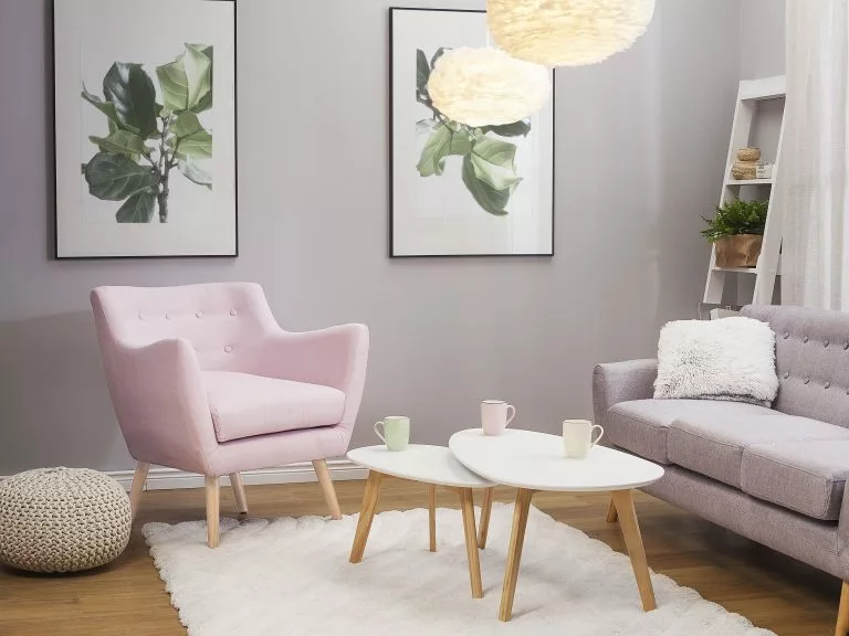 Beliani Sillón Rosa Pastel DRAMMEN - Imagen 2