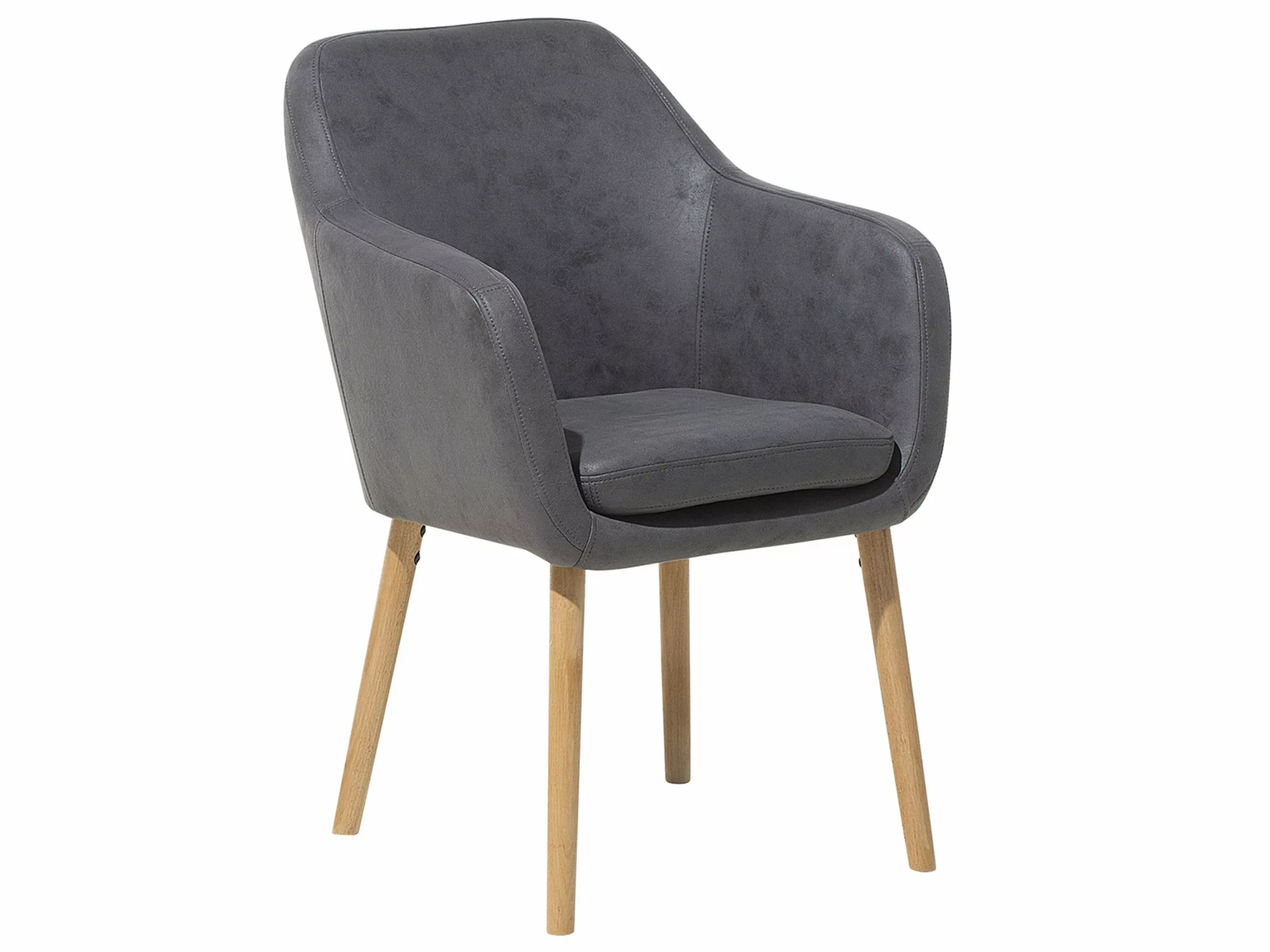 Beliani Silla De Comedor De Piel Sintética Gris/madera Clara YORKVILLE