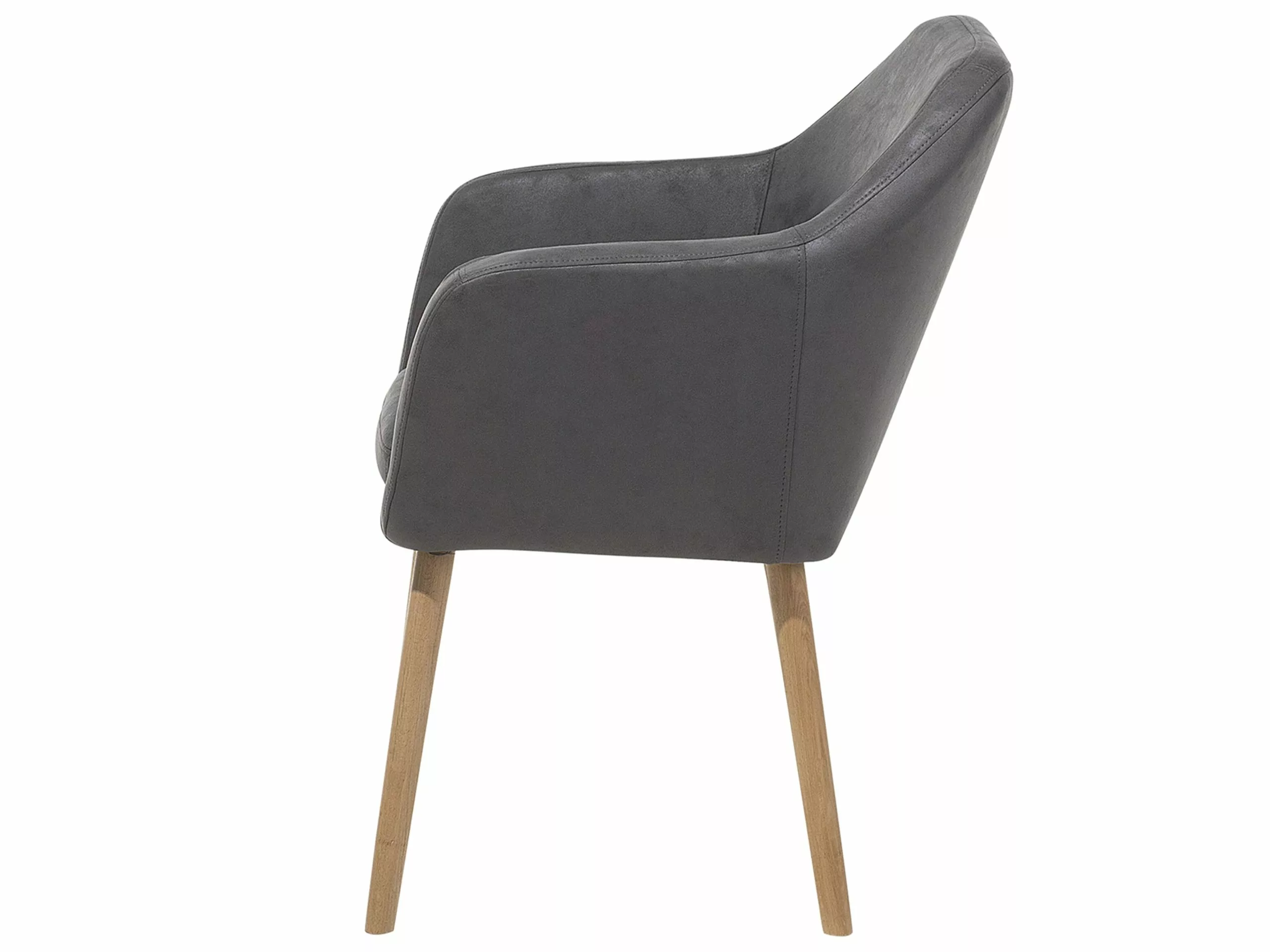 Beliani Silla De Comedor De Piel Sintética Gris/madera Clara YORKVILLE - Imagen 6