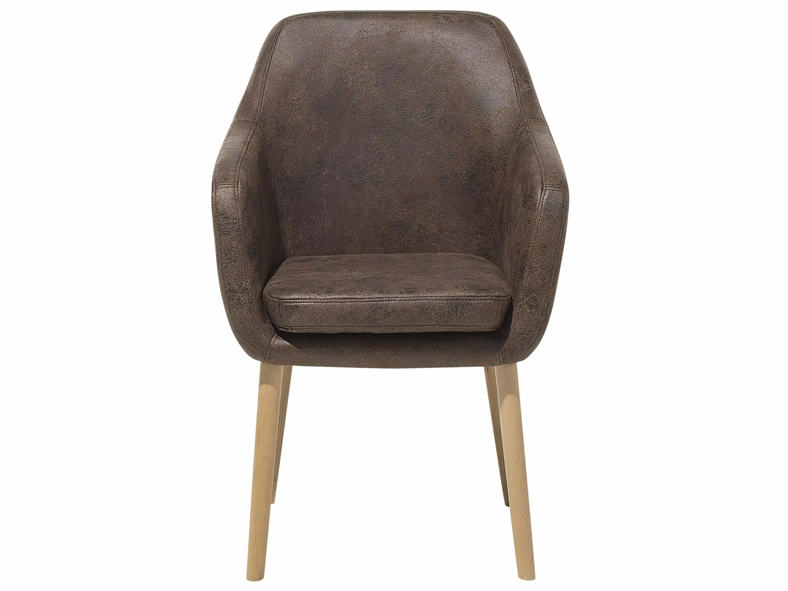 Beliani Silla De Comedor De Piel Sintética Marrón Oscuro/madera Clara YORKVILLE 5 Beliani Silla De Comedor De Piel Sintética Marrón Oscuro/madera Clara YORKVILLE - Imagen 3