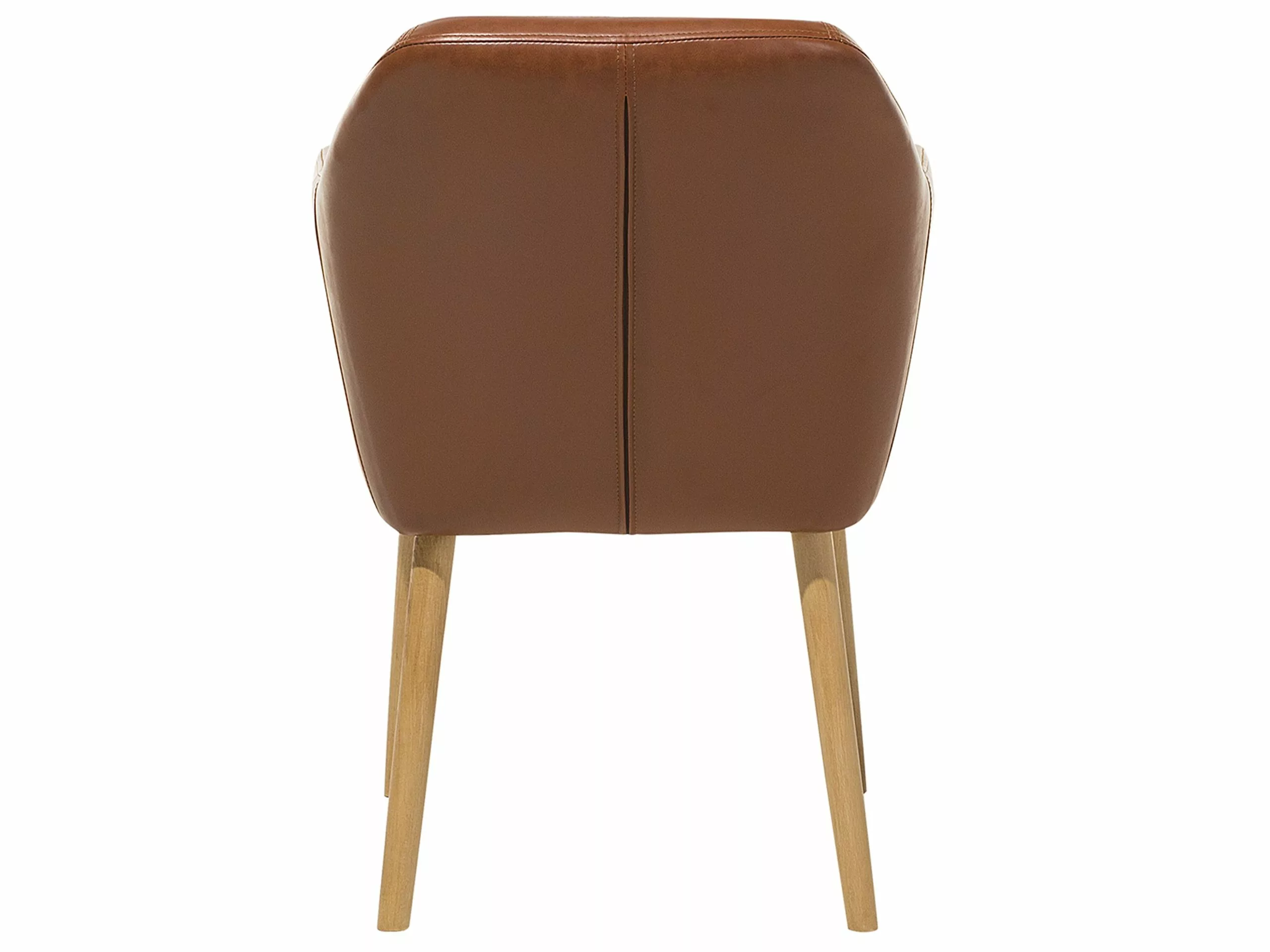 Beliani Silla De Comedor De Piel Sintética Marrón Dorado/madera Clara YORKVILLE - Imagen 5