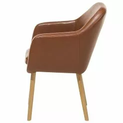 Beliani Silla De Comedor De Piel Sintética Marrón Dorado/madera Clara YORKVILLE -Sillas Ventas undef src sa picid 693228 type whitesh image scaled