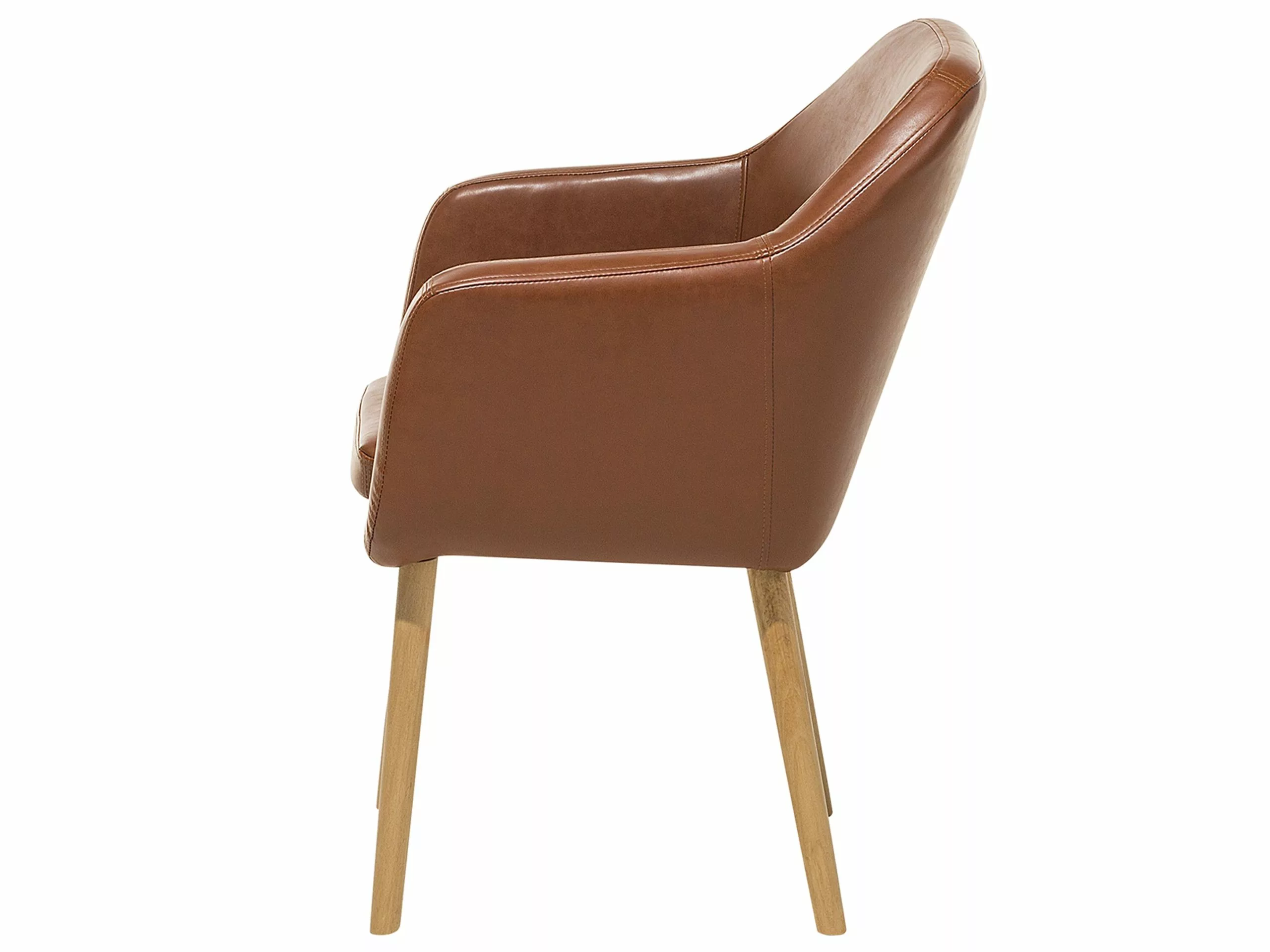 Beliani Silla De Comedor De Piel Sintética Marrón Dorado/madera Clara YORKVILLE - Imagen 7