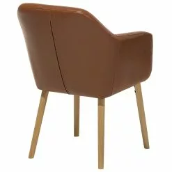 Beliani Silla De Comedor De Piel Sintética Marrón Dorado/madera Clara YORKVILLE -Sillas Ventas undef src sa picid 693252 type whitesh image scaled