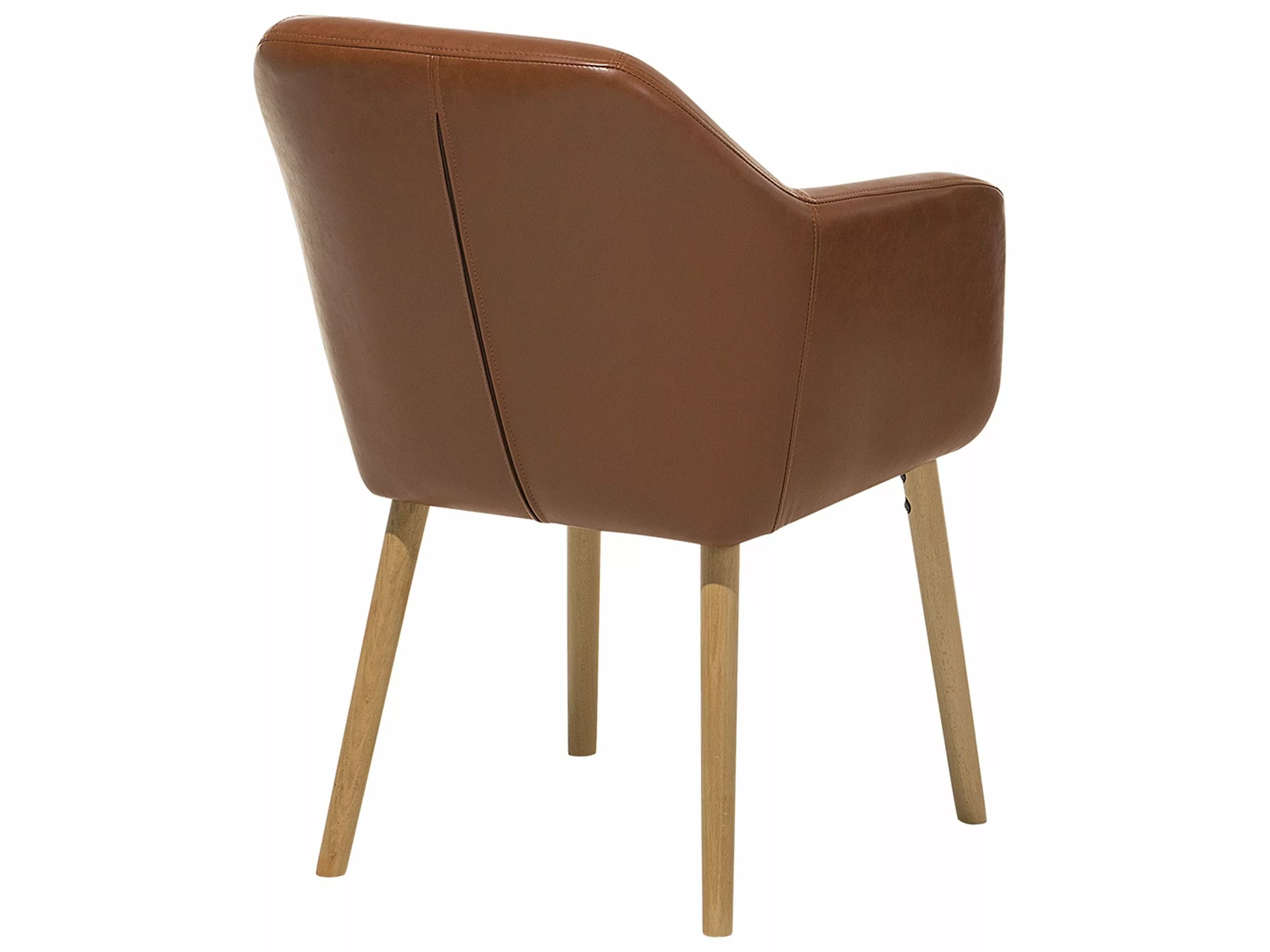 Beliani Silla De Comedor De Piel Sintética Marrón Dorado/madera Clara YORKVILLE - Imagen 6