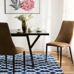 Beliani Conjunto De 2 Sillas De Comedor De Piel Sintética Marrón Dorado/negro CLAYTON -Sillas Ventas undef src sa picid 693340 type color image scaled