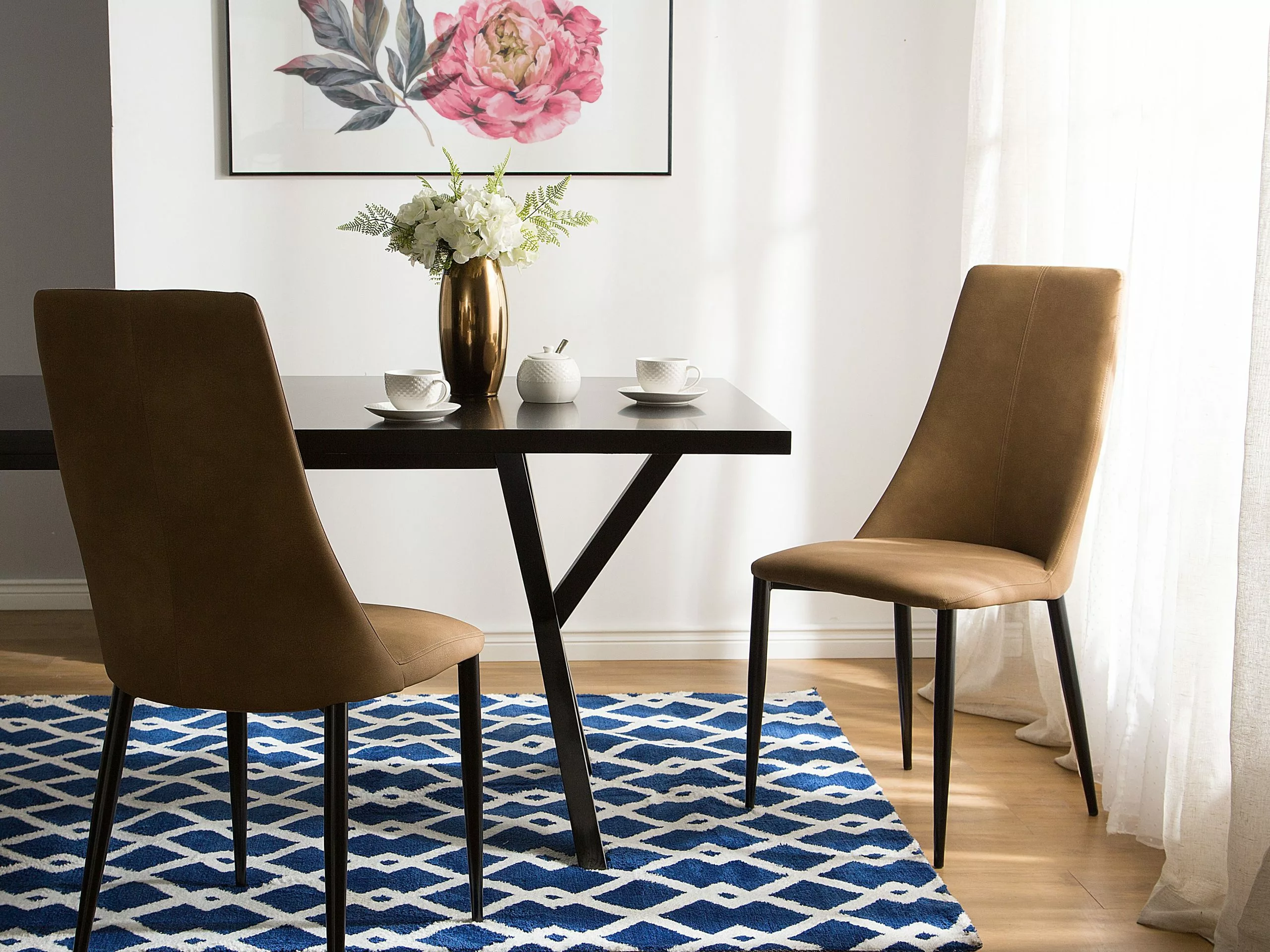 Beliani Conjunto De 2 Sillas De Comedor De Piel Sintética Marrón Dorado/negro CLAYTON - Imagen 2