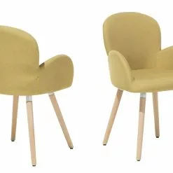 Beliani Conjunto De 2 Sillas De Comedor De Poliéster Amarillo/madera Clara BROOKVILLE -Sillas Ventas undef src sa picid 693808 type whitesh image scaled