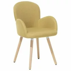 Beliani Conjunto De 2 Sillas De Comedor De Poliéster Amarillo/madera Clara BROOKVILLE -Sillas Ventas undef src sa picid 693809 type whitesh image scaled