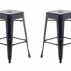 Beliani Conjunto De 2 Taburetes De Metal Negro 60 Cm CABRILLO