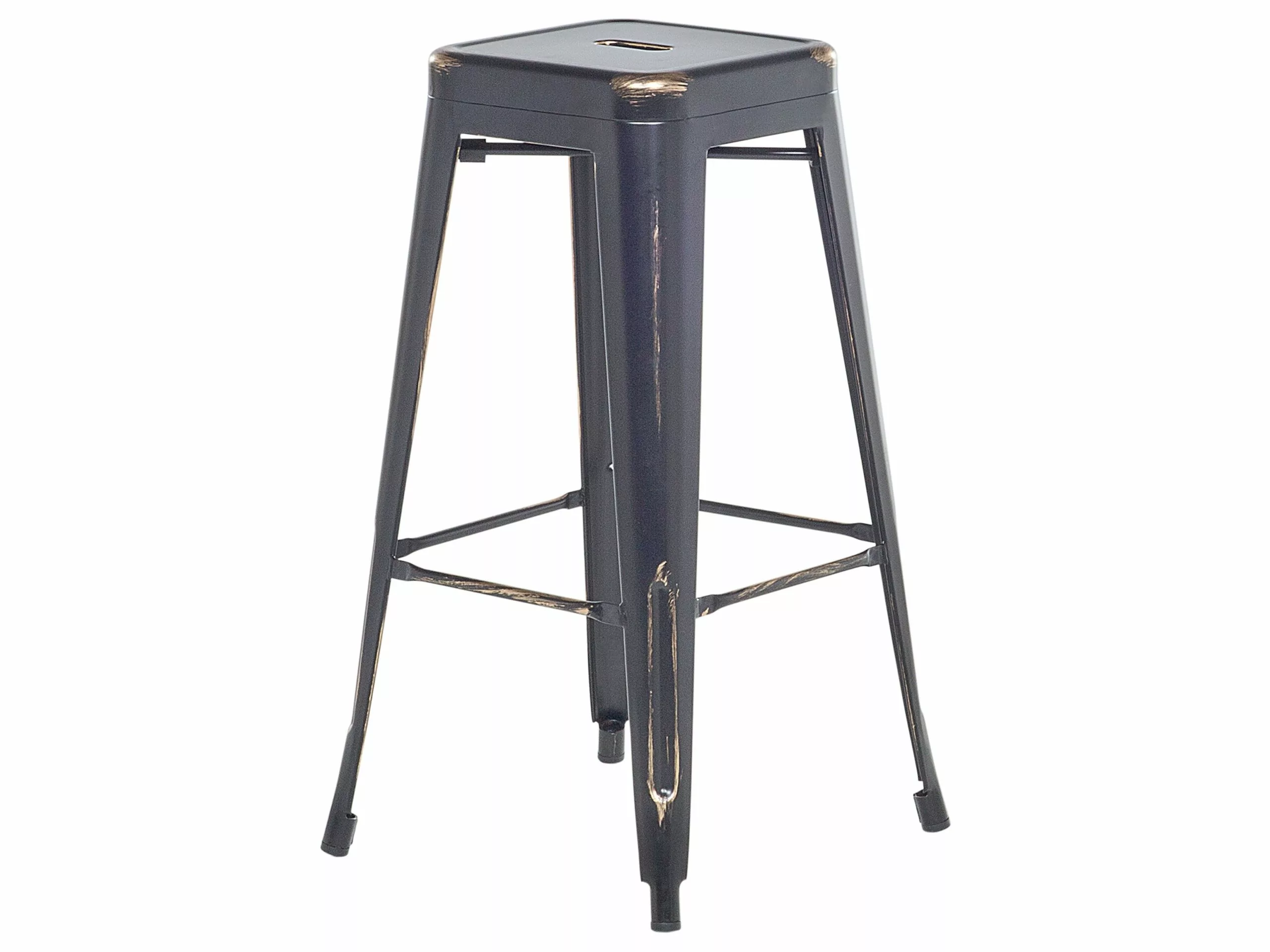 Beliani Conjunto De 2 Taburetes De Metal Negro/dorado 76 Cm CABRILLO - Imagen 4