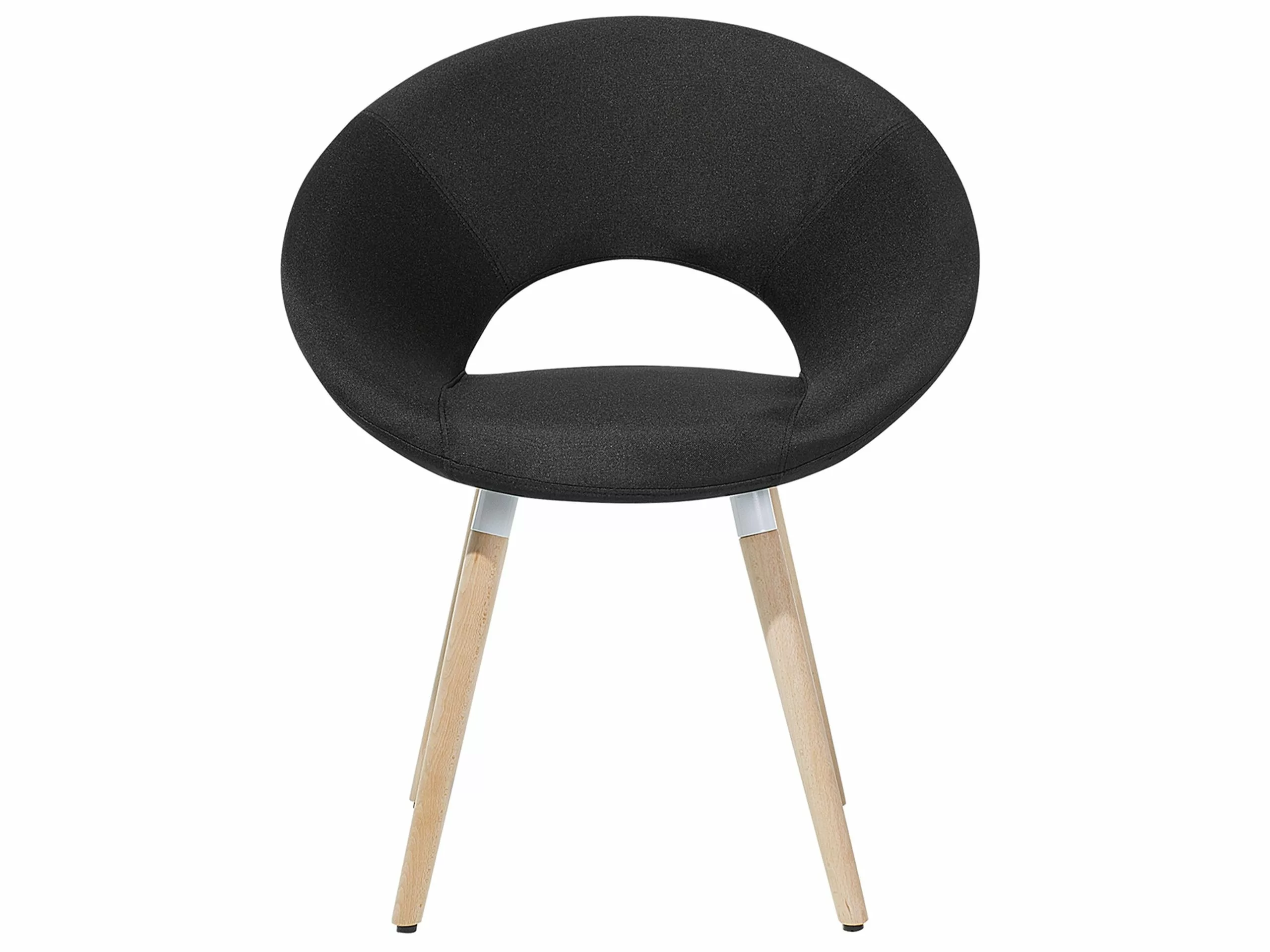 Beliani Conjunto De 2 Sillas De Comedor De Poliéster Negro/madera Clara ROSLYN - Imagen 8