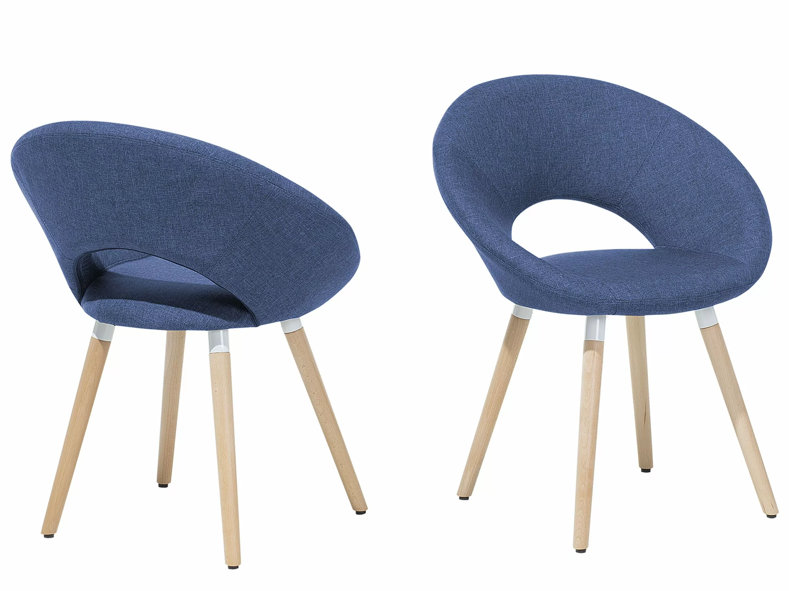 Beliani Conjunto De 2 Sillas De Comedor De Poliéster Azul Marino/madera Clara ROSLYN - Imagen 3