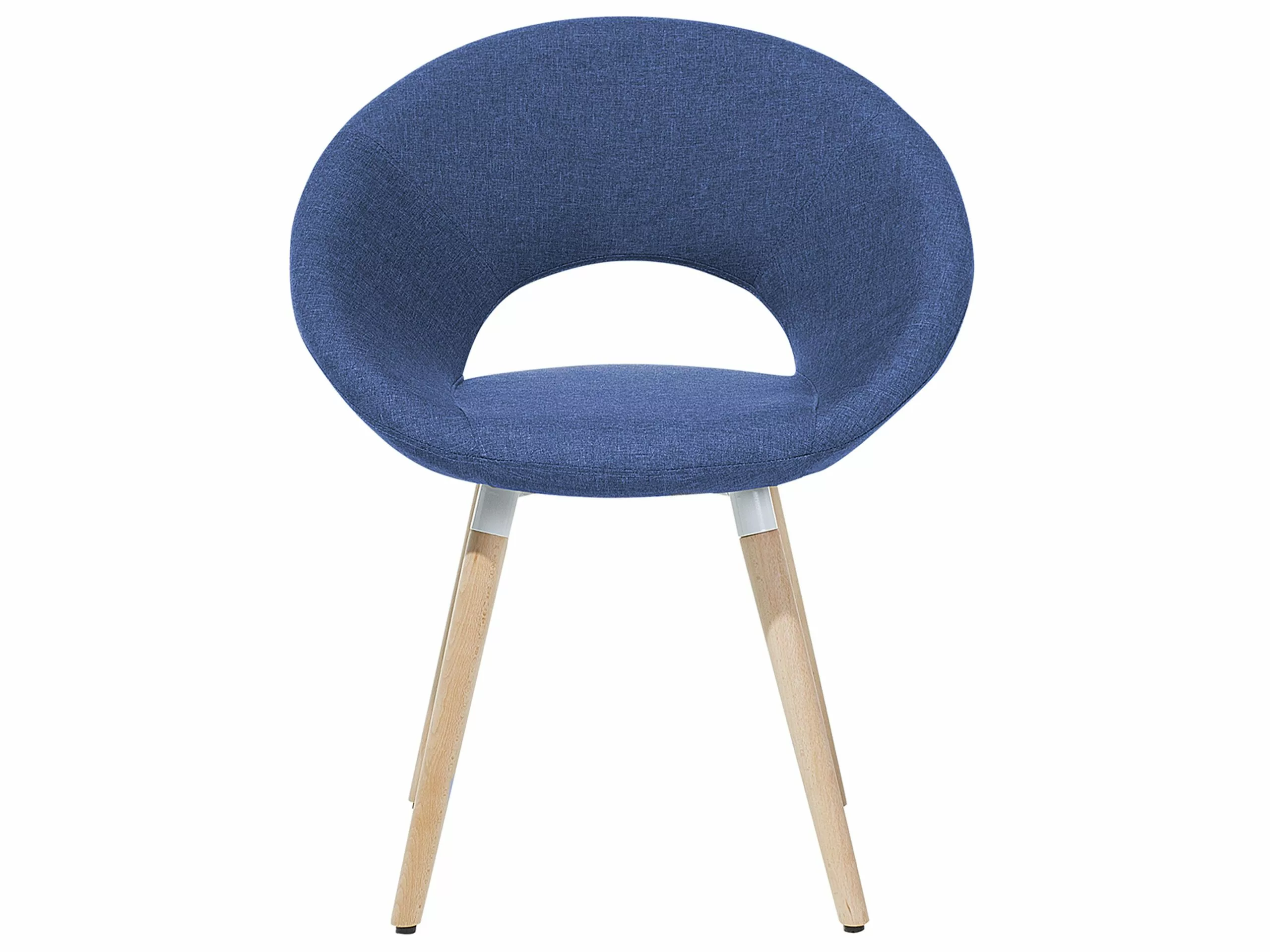 Beliani Conjunto De 2 Sillas De Comedor De Poliéster Azul Marino/madera Clara ROSLYN - Imagen 8