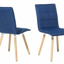 Beliani Conjunto De 2 Sillas De Comedor De Poliéster Azul Marino/madera Clara BROOKLYN -Sillas Ventas undef src sa picid 696403 type whitesh image scaled