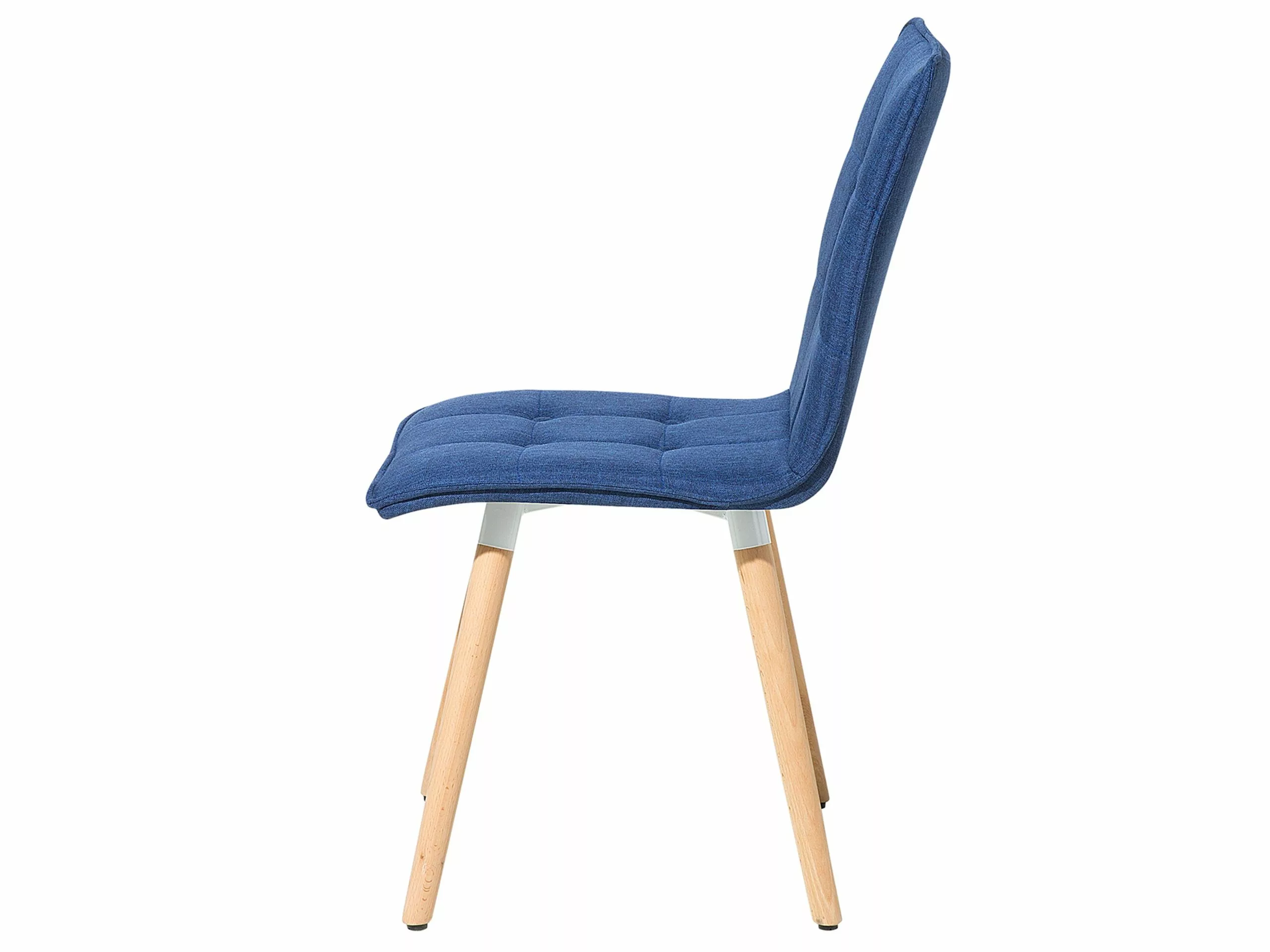 Beliani Conjunto De 2 Sillas De Comedor De Poliéster Azul Marino/madera Clara BROOKLYN - Imagen 6