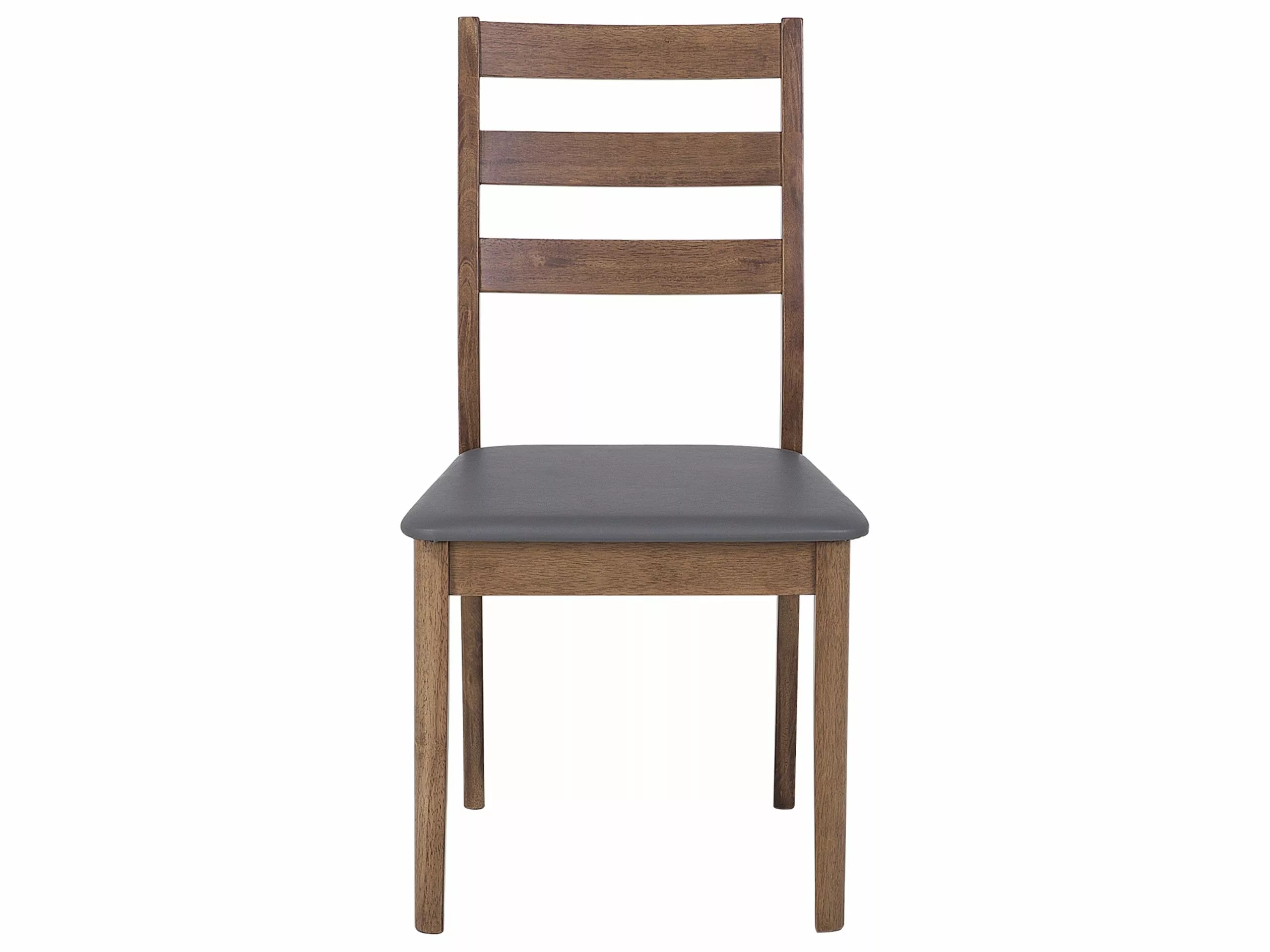 Beliani Conjunto De 2 Sillas De Comedor De Madera De Caucho Oscura/gris MODESTO - Imagen 4