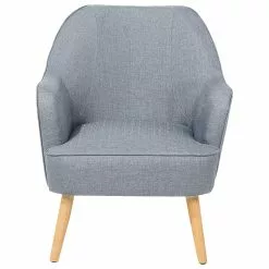 Beliani Sillón De Poliéster Gris/madera Clara LOKEN -Sillas Ventas undef src sa picid 697312 type whitesh image scaled
