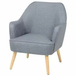 Beliani Sillón De Poliéster Gris/madera Clara LOKEN -Sillas Ventas undef src sa picid 697313 type whitesh image scaled