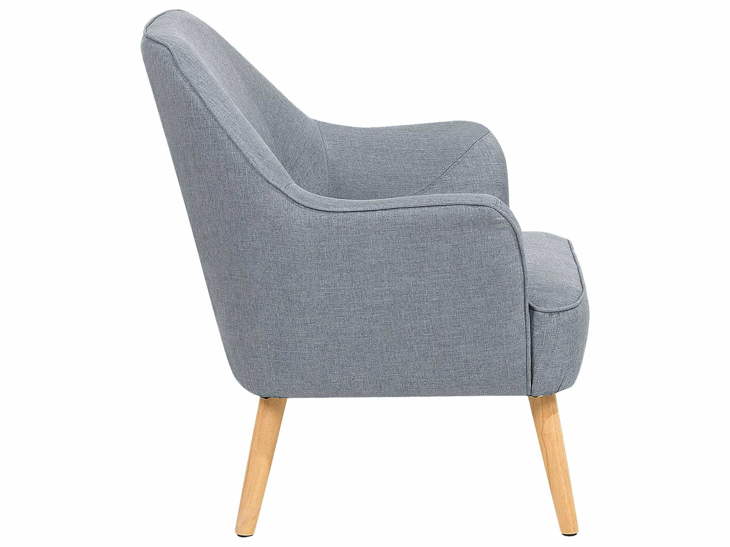Beliani Sillón De Poliéster Gris/madera Clara LOKEN - Imagen 7