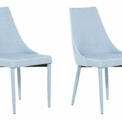 Beliani Conjunto De 2 Sillas De Comedor De Poliéster Azul Claro CAMINO