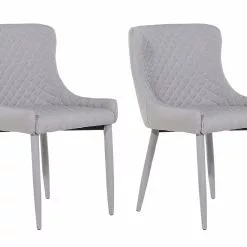 Beliani Conjunto De 2 Sillas De Comedor De Poliéster Gris Claro SOLANO
